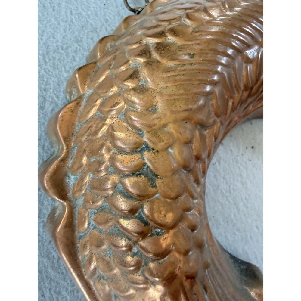 Vintage Made in England Copper Fish Mold Tin Lined 10